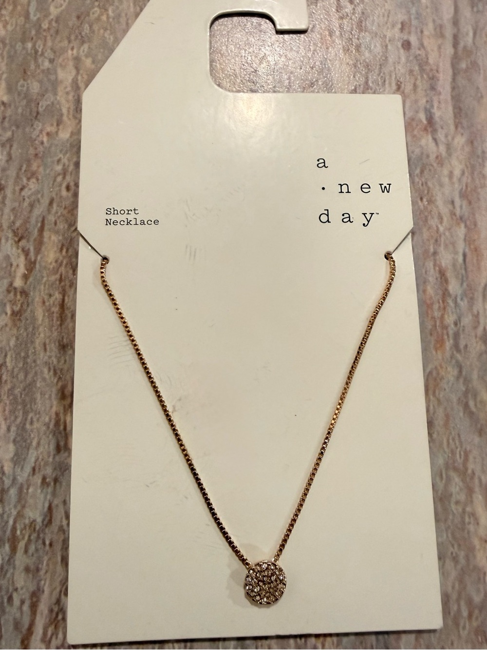 a new day Gold Pave Disc Pendant Necklace